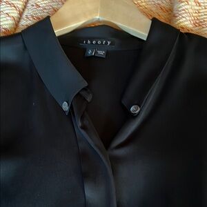 Theory Jet Black Satin Shirt